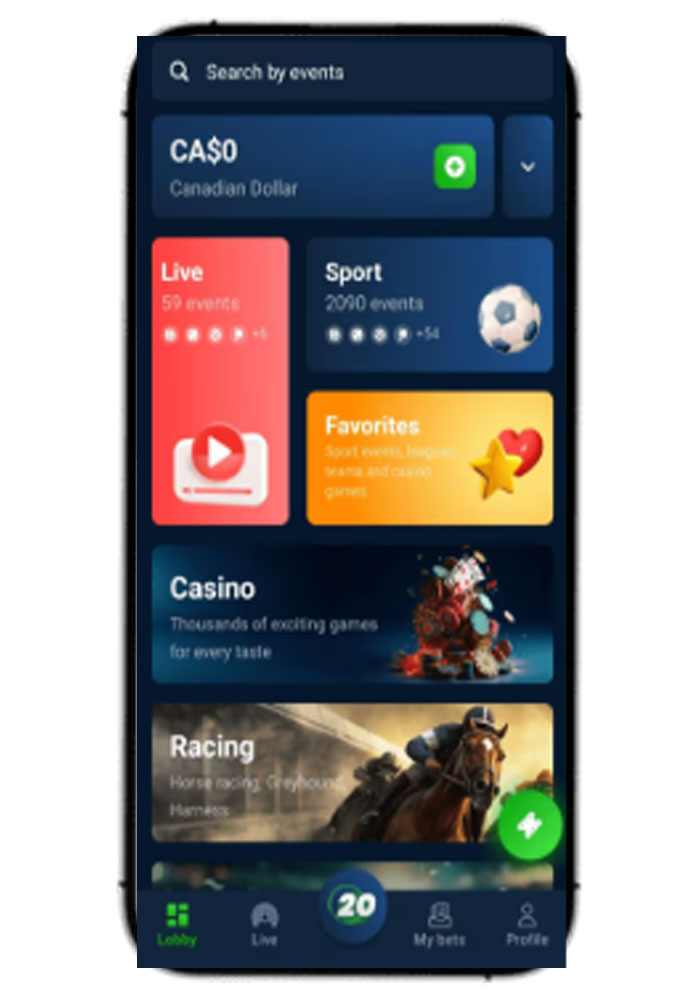 20Bet Casino Mobile View
