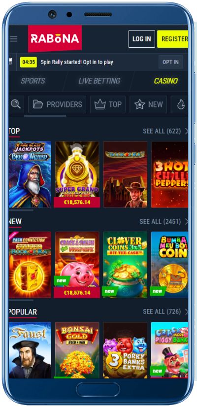 Rabona Casino Mobile App Shot