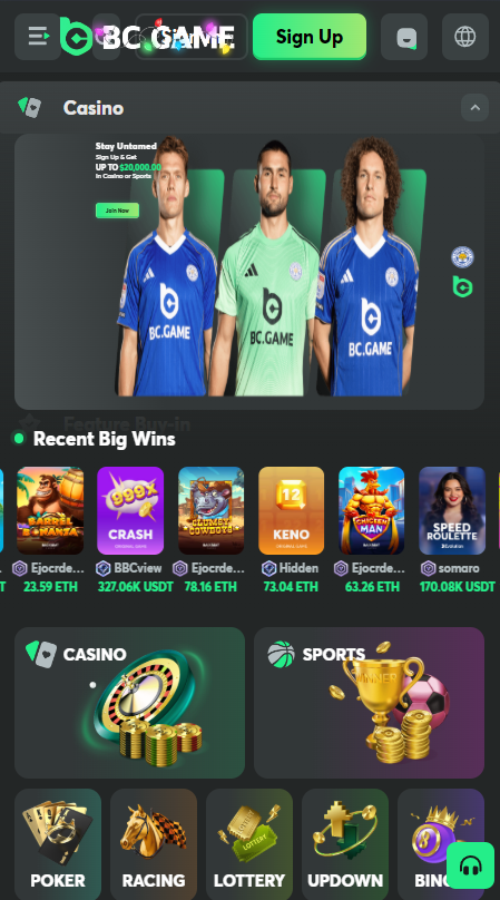 BC.Game Casino Mobile View