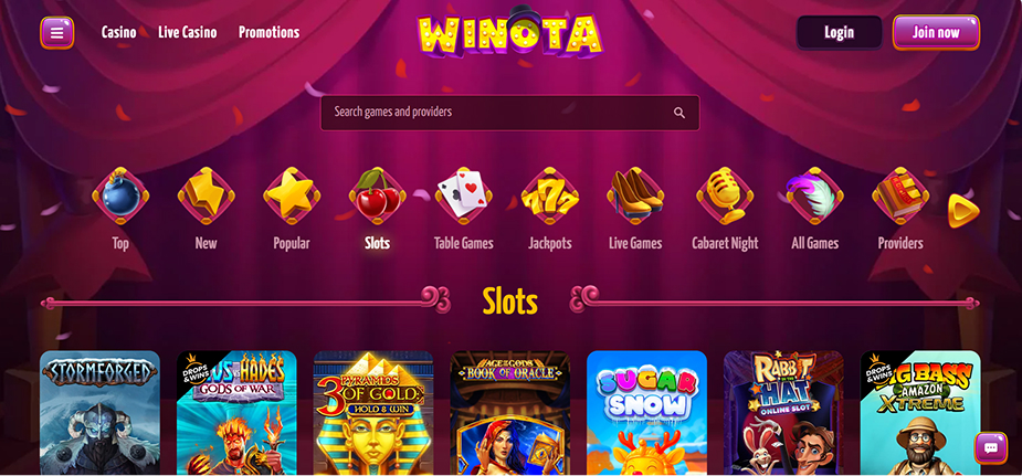Winota Casino Slots Section