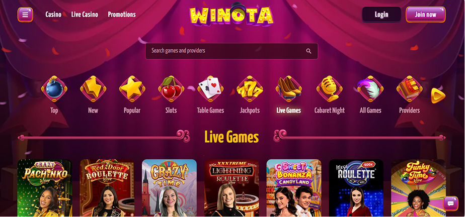 Winota Casino Live Casino