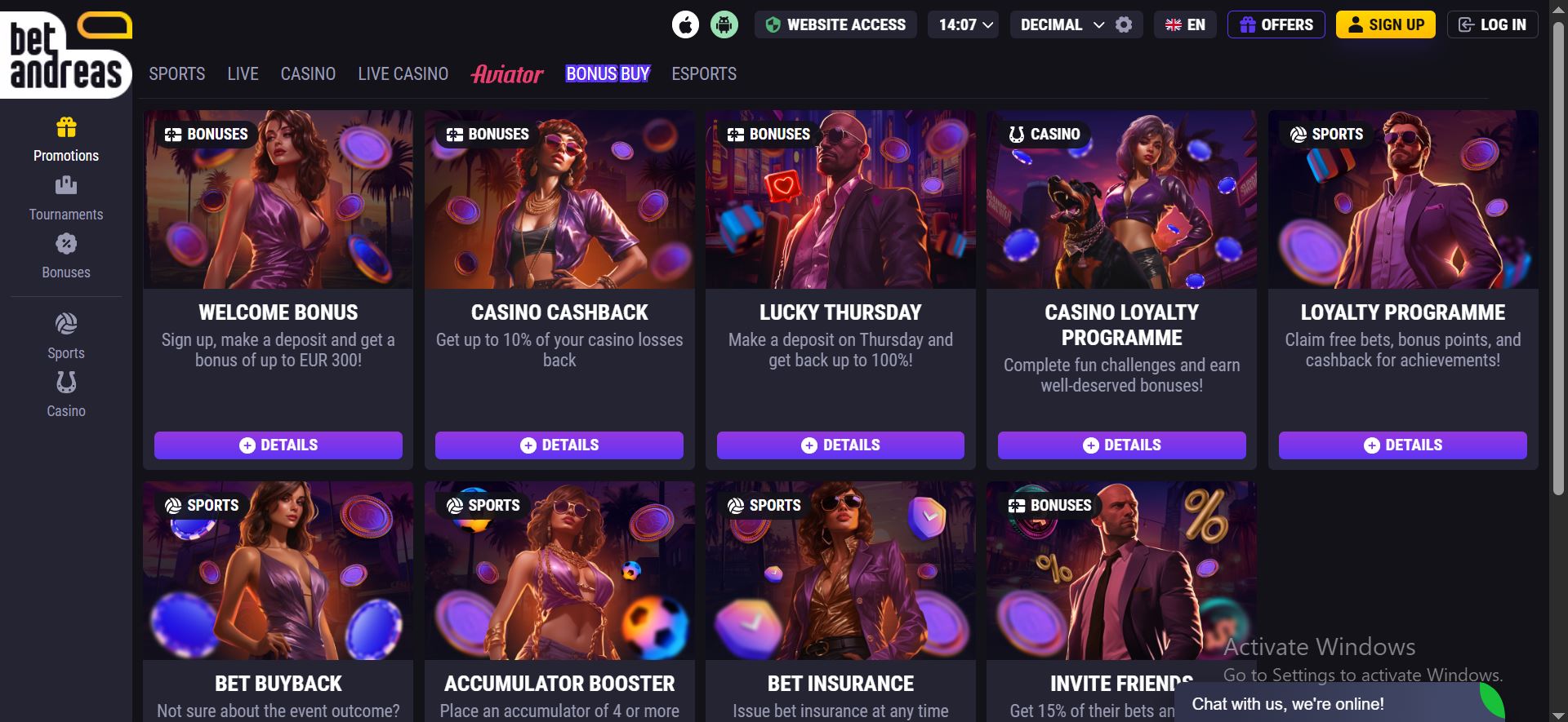 betandreas casino promotions