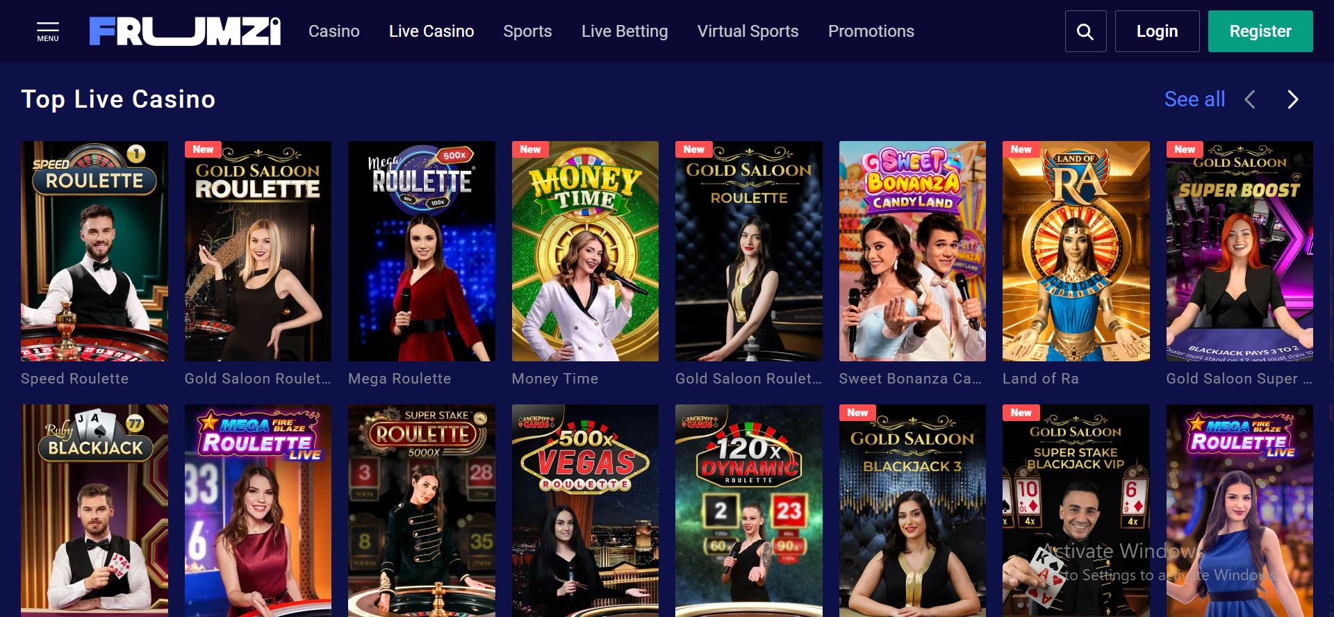 Frumzi live casino