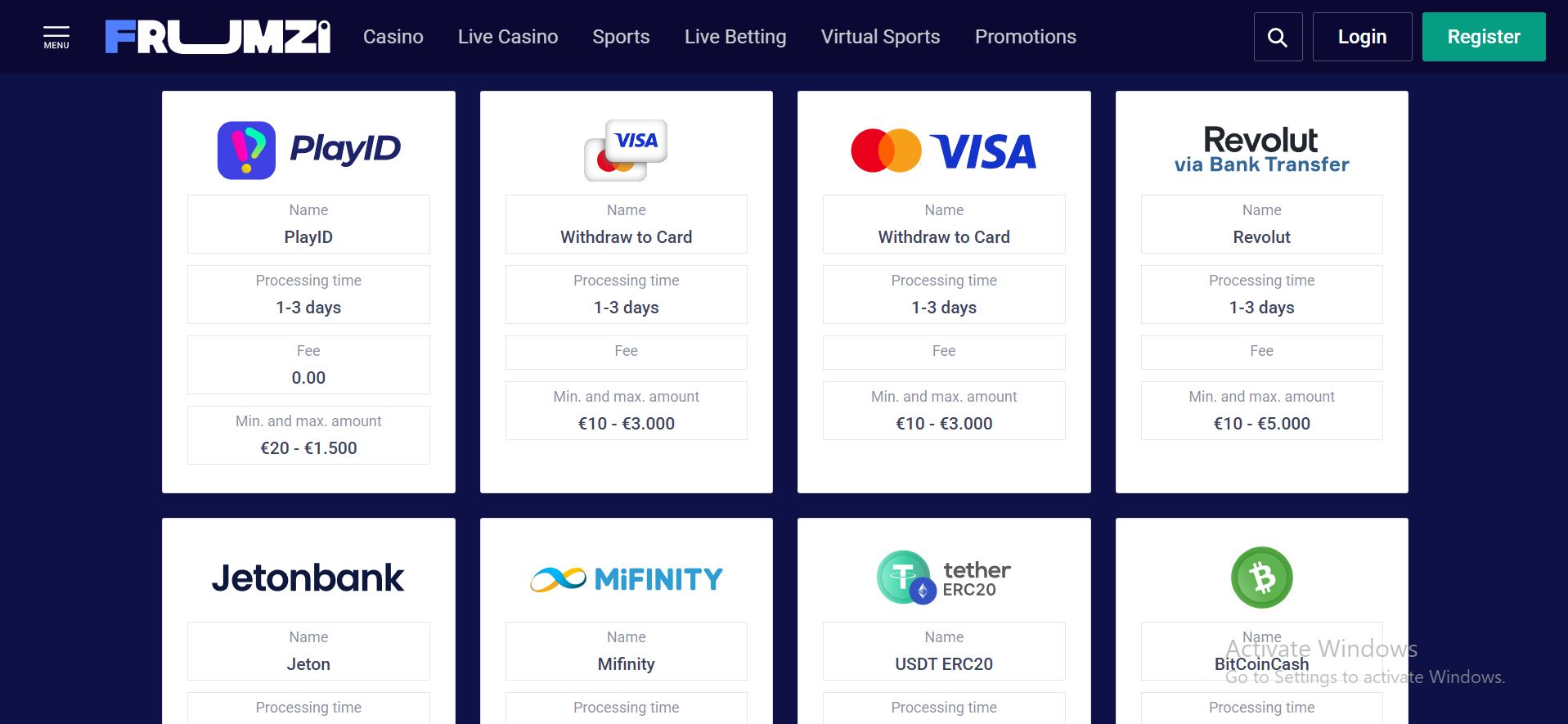 frumzi casino withdrawals