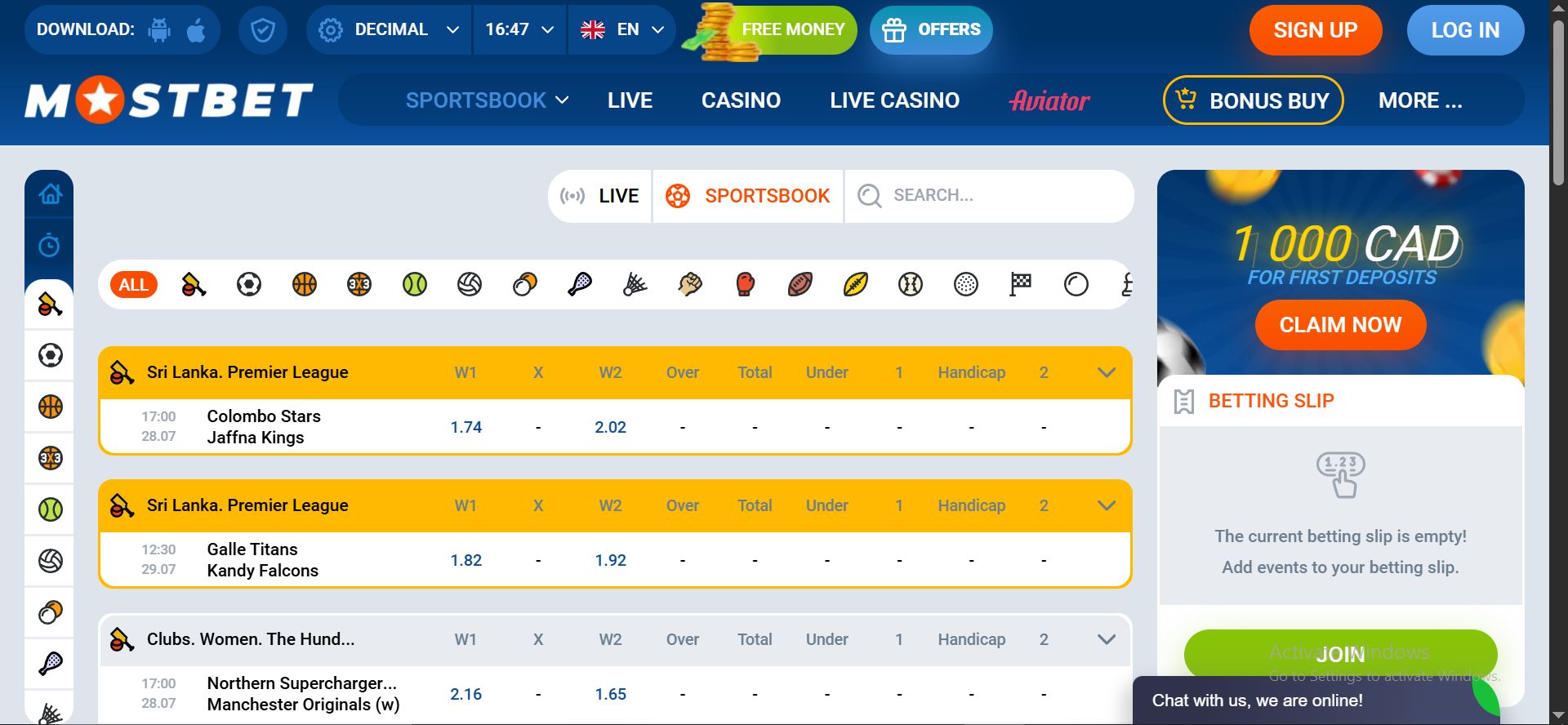 mostbet casino sports betting