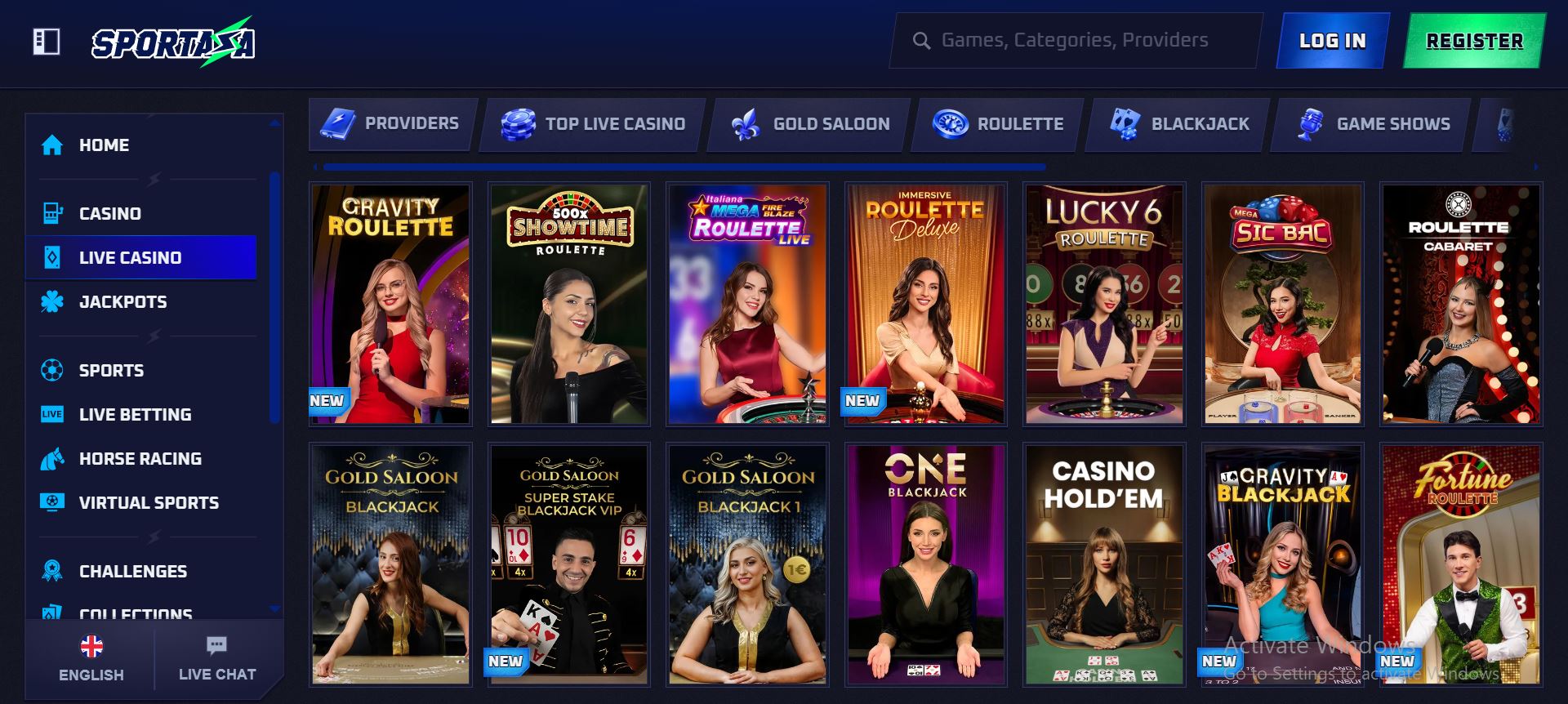 sportaza casino live games