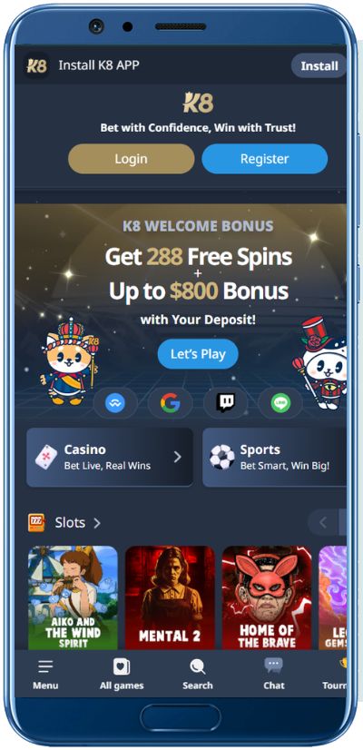K8 Casino Mobile App Shot