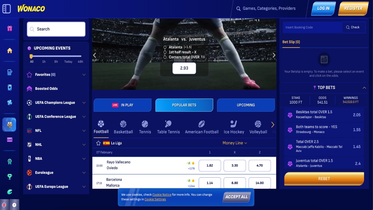 Wonaco Casino Sportsbook