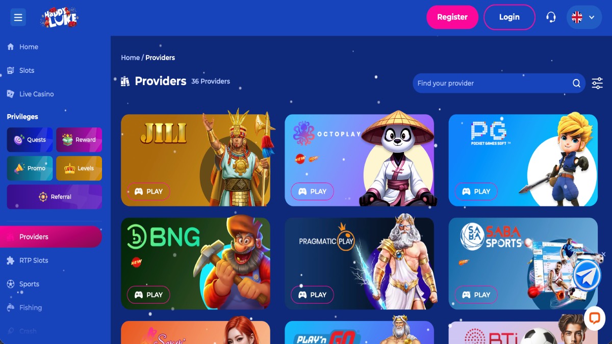 HappyLuke Casino Providers