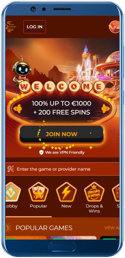 VegaZone Casino Mobile App Shot