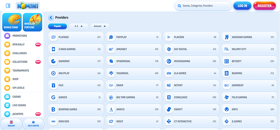 Nomini Casino Providers