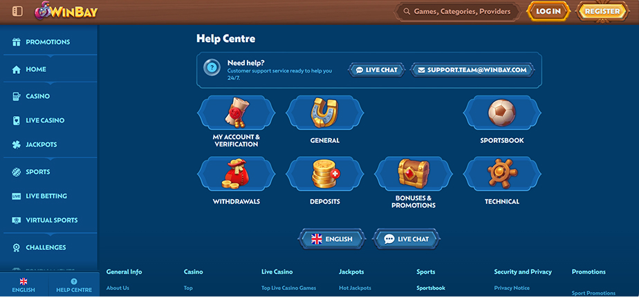 Winbay Casino Support