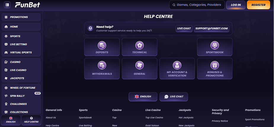 Funbet Casino Customer Support