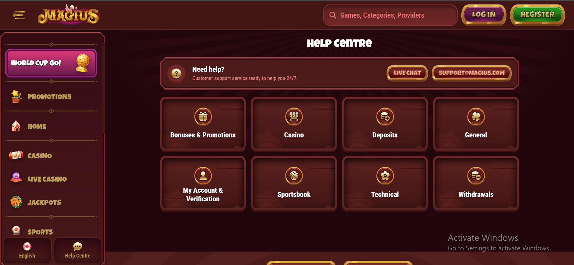 magius casino help centre