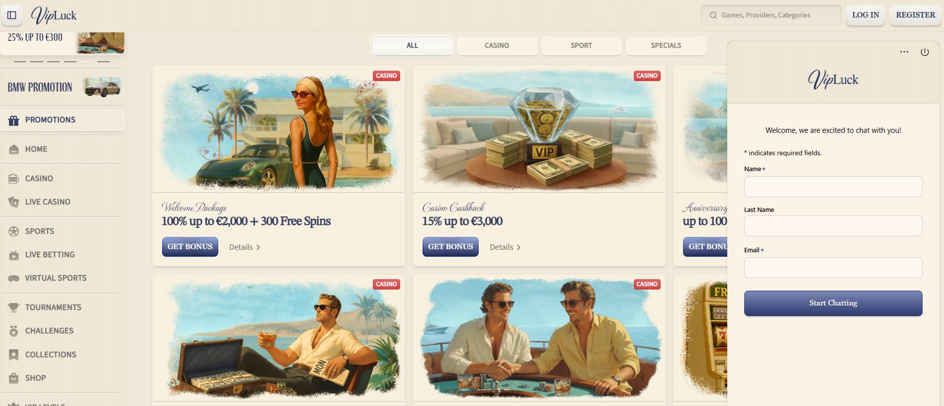 vip luck casino customer service