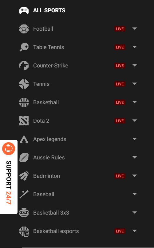 ggbet sports list