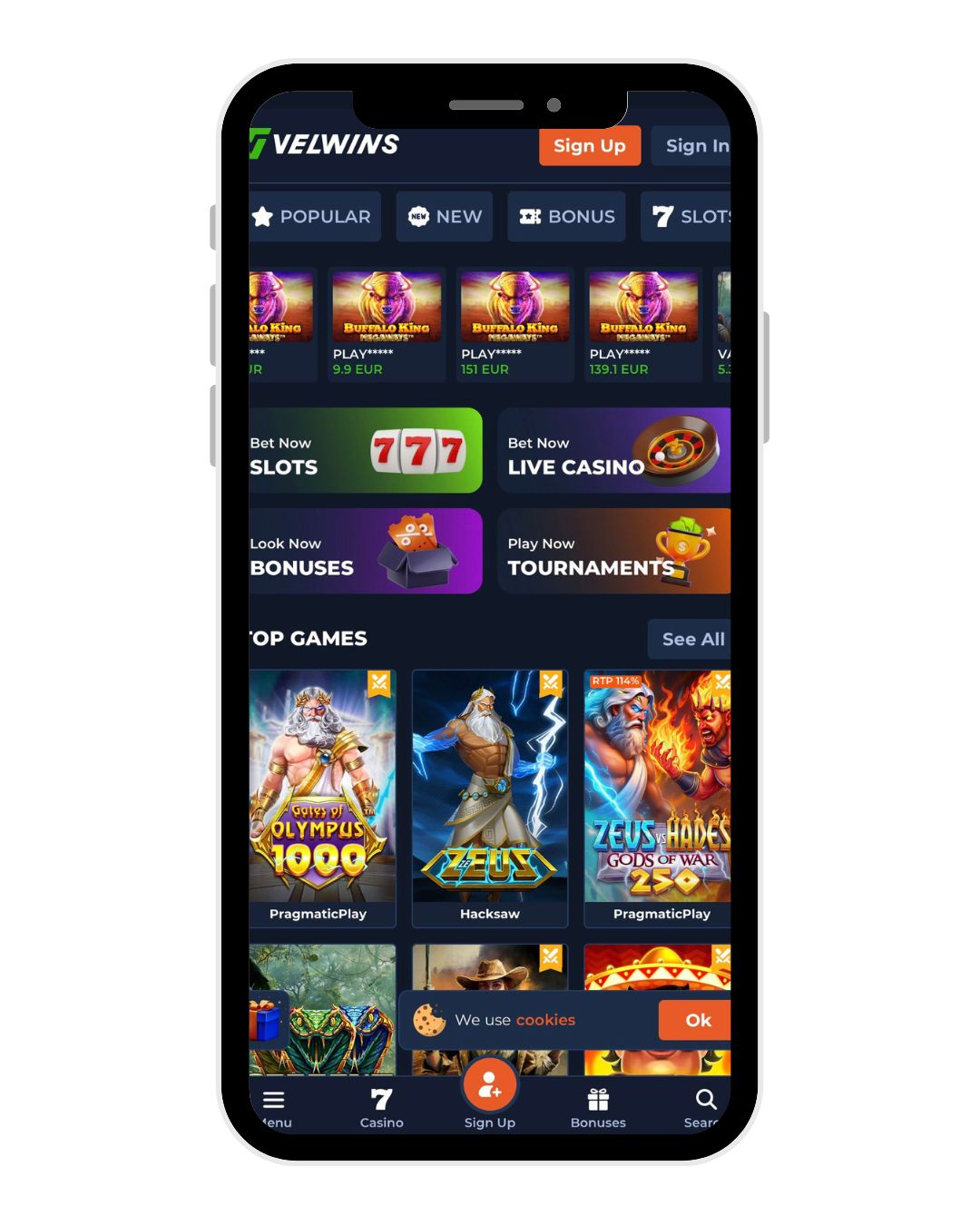 velwins casino mobile home