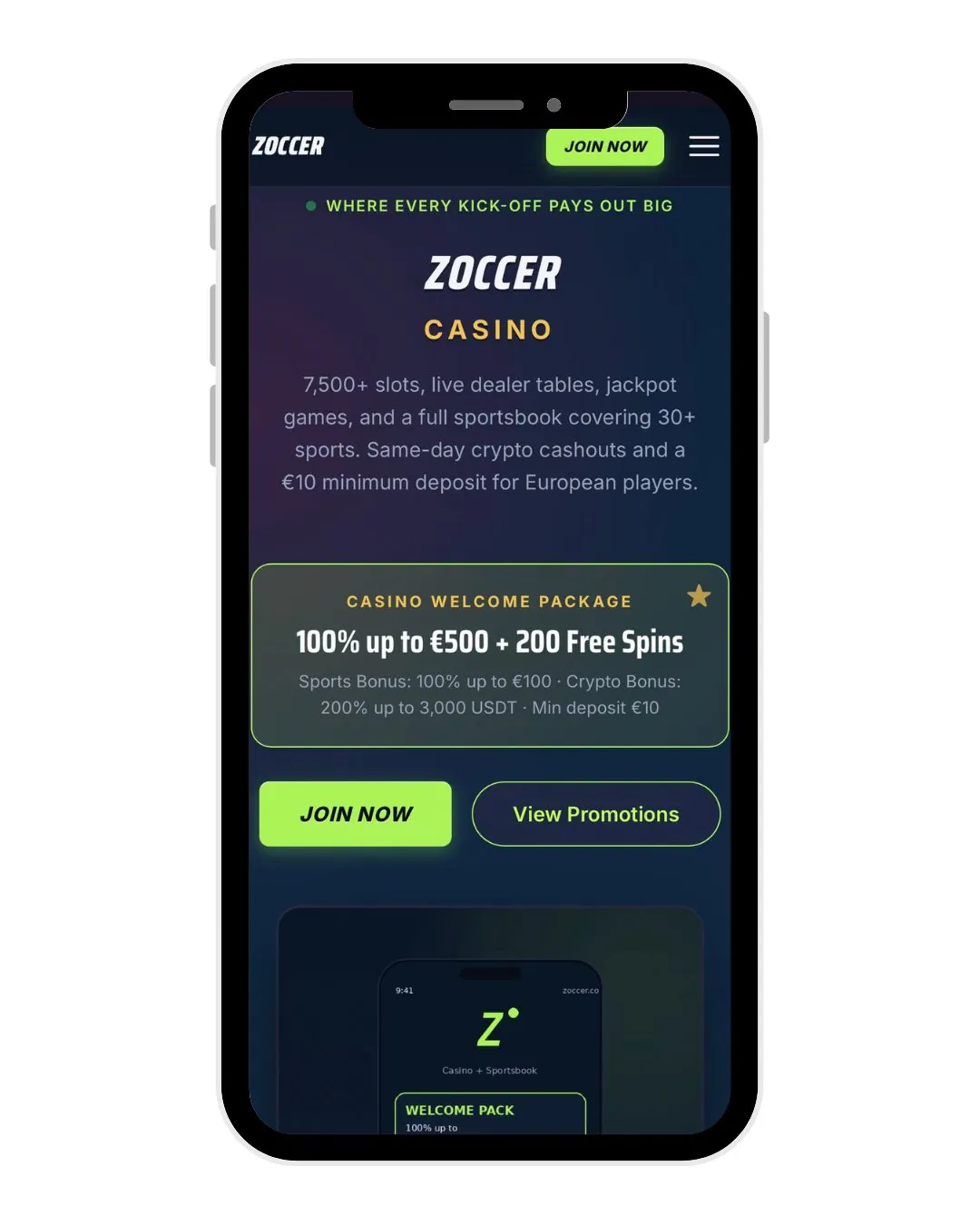 zoccer casino mobile home