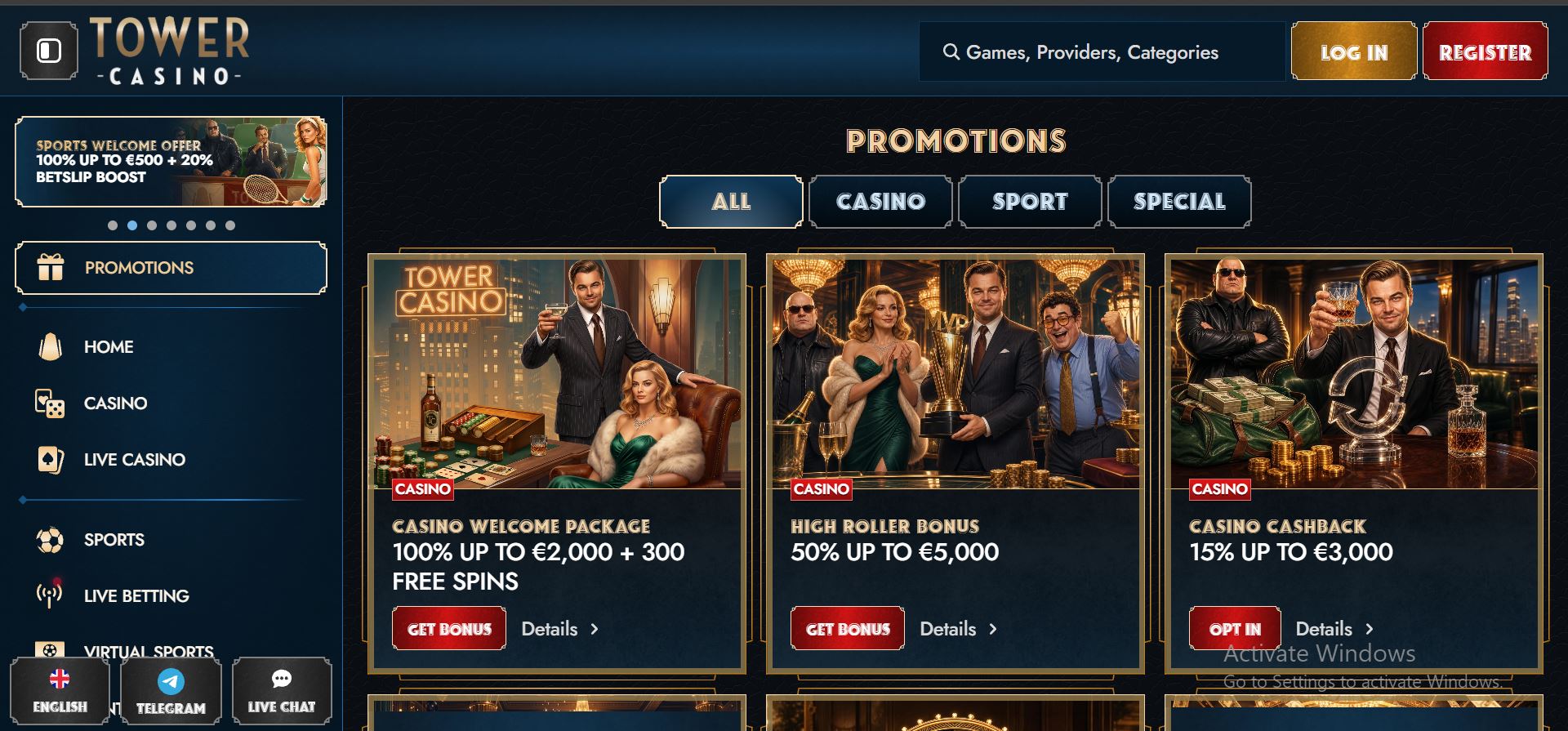 tower casino promotions
