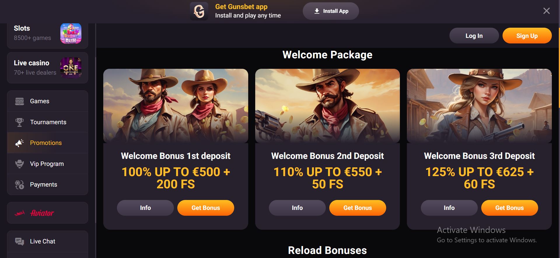 gunsbet casino promotions