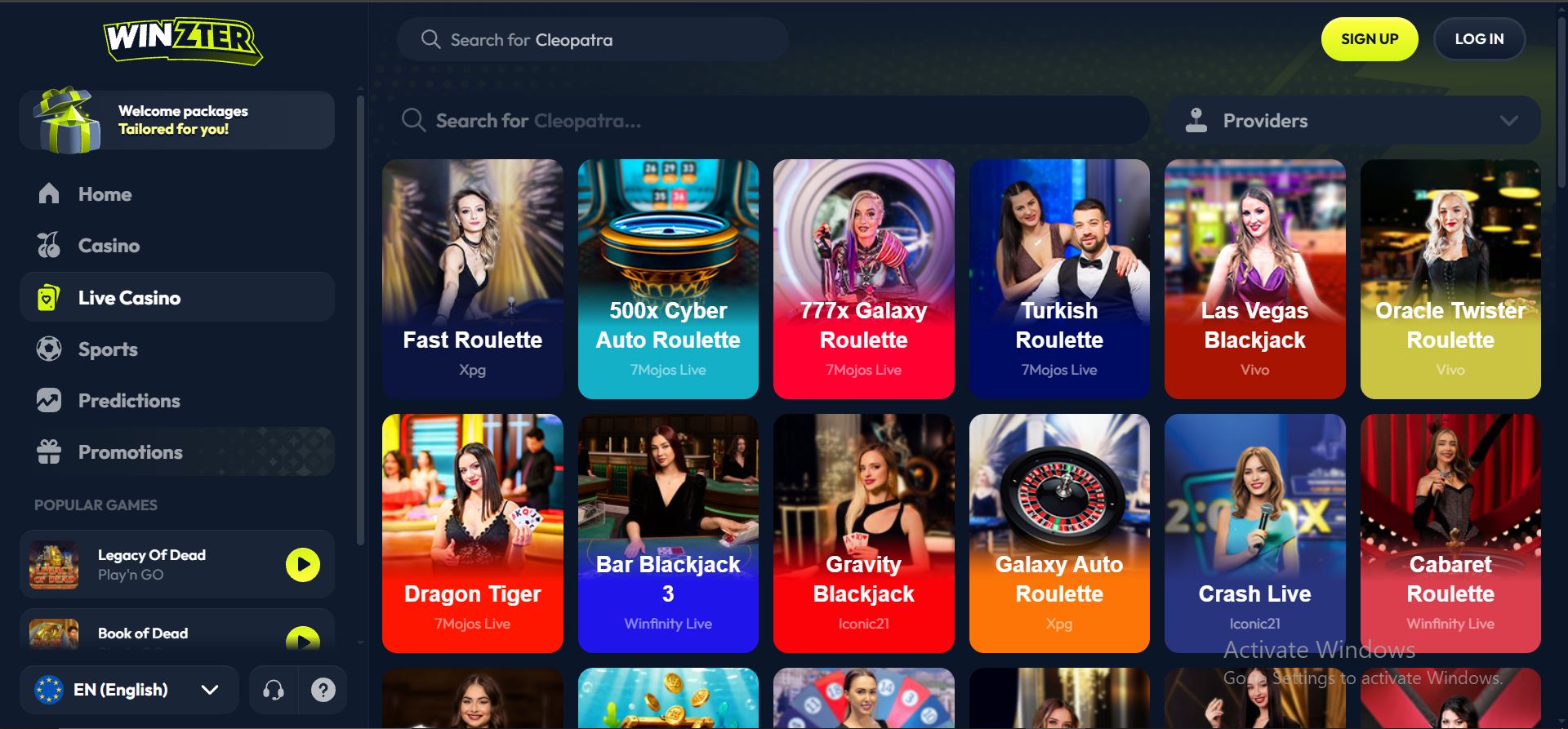 winzter casino live games