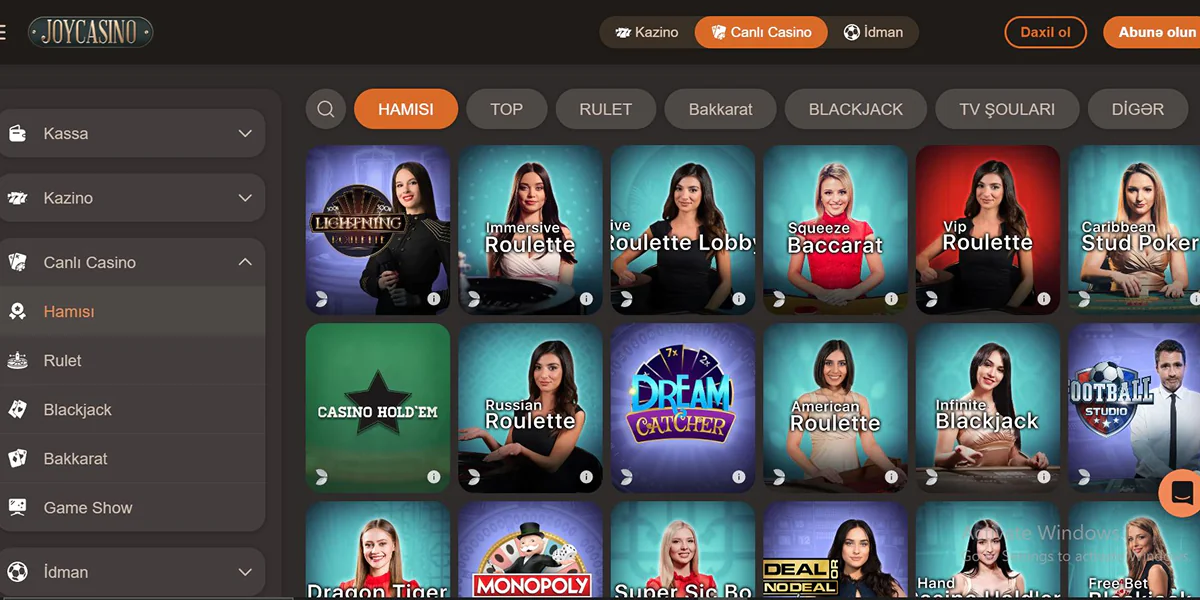 joy casino live games 1