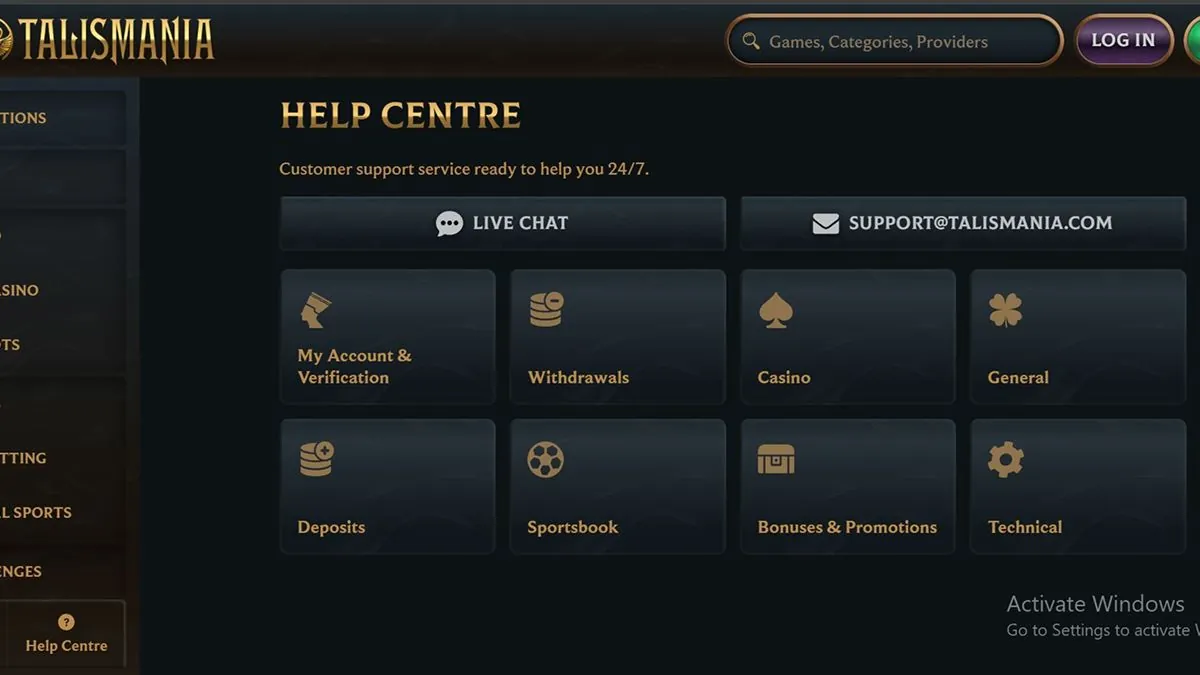 talismania help centre 1