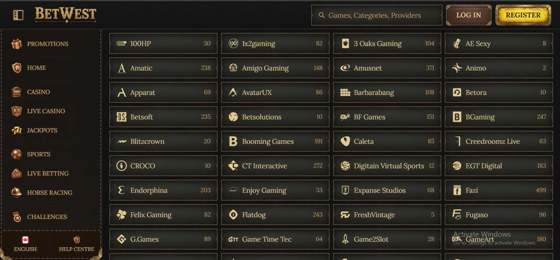 betwest casino providers list