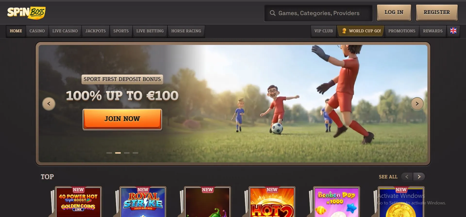spinboss casino home page