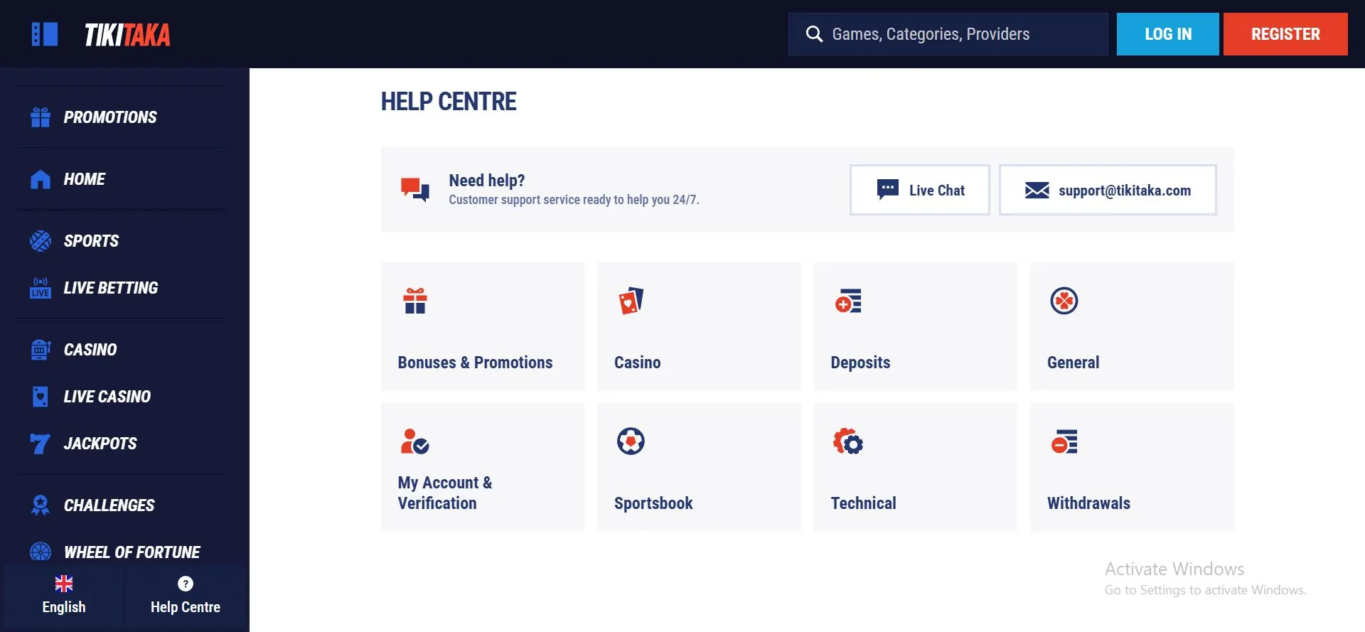 tikitaka casino help centre
