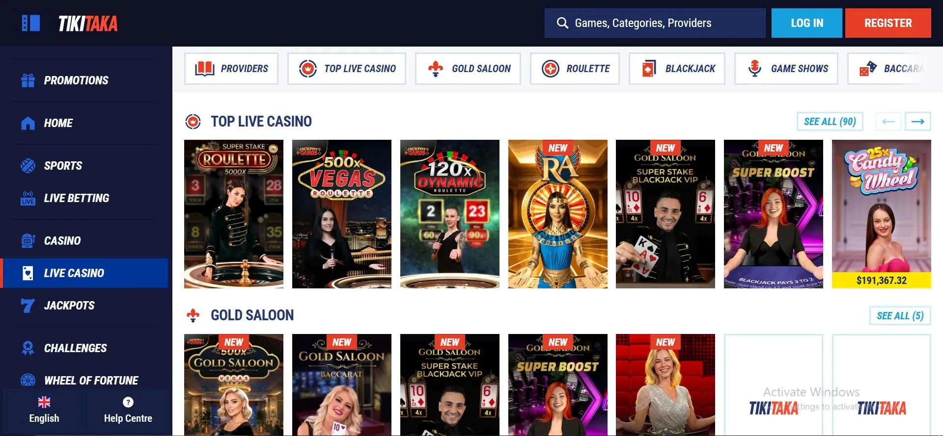 tikitaka casino live games