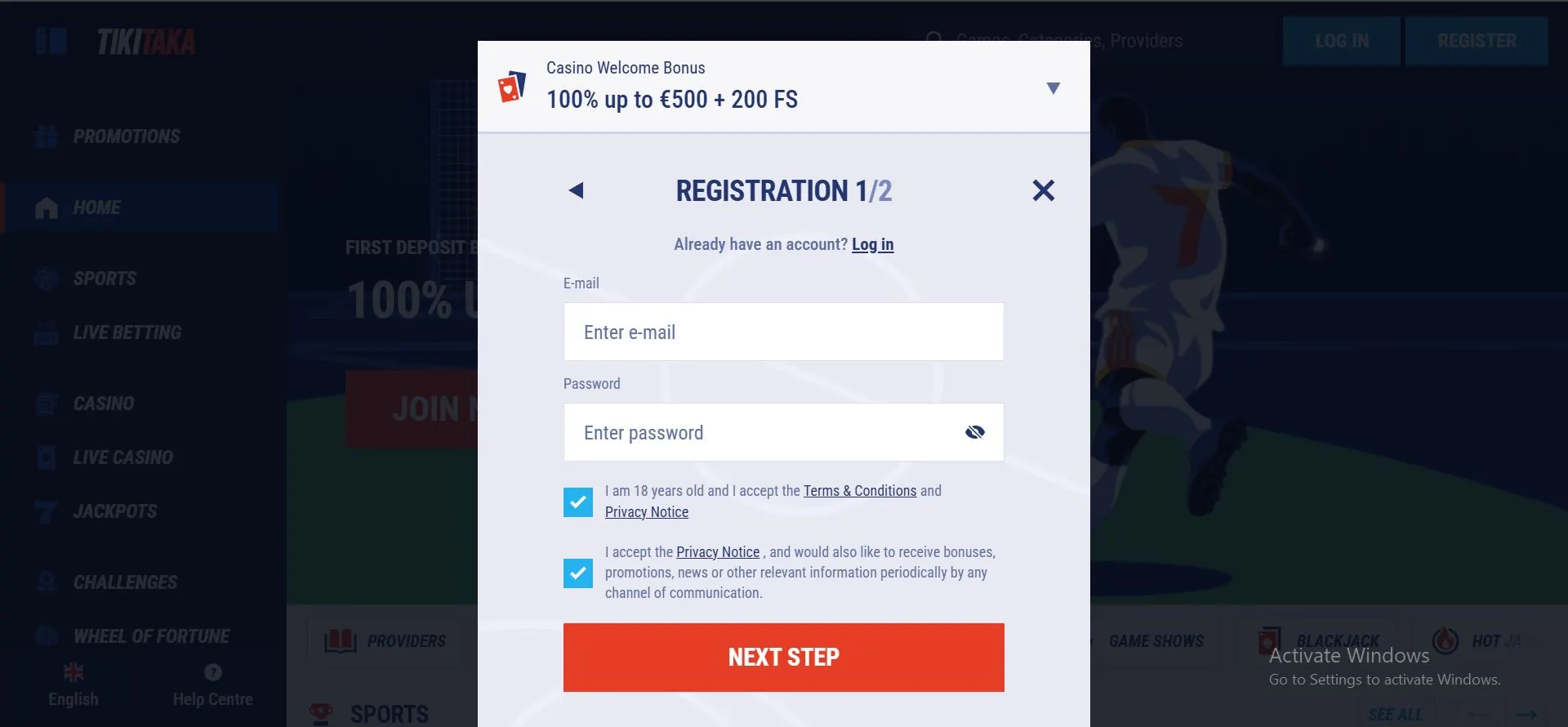 tikitaka casino registration