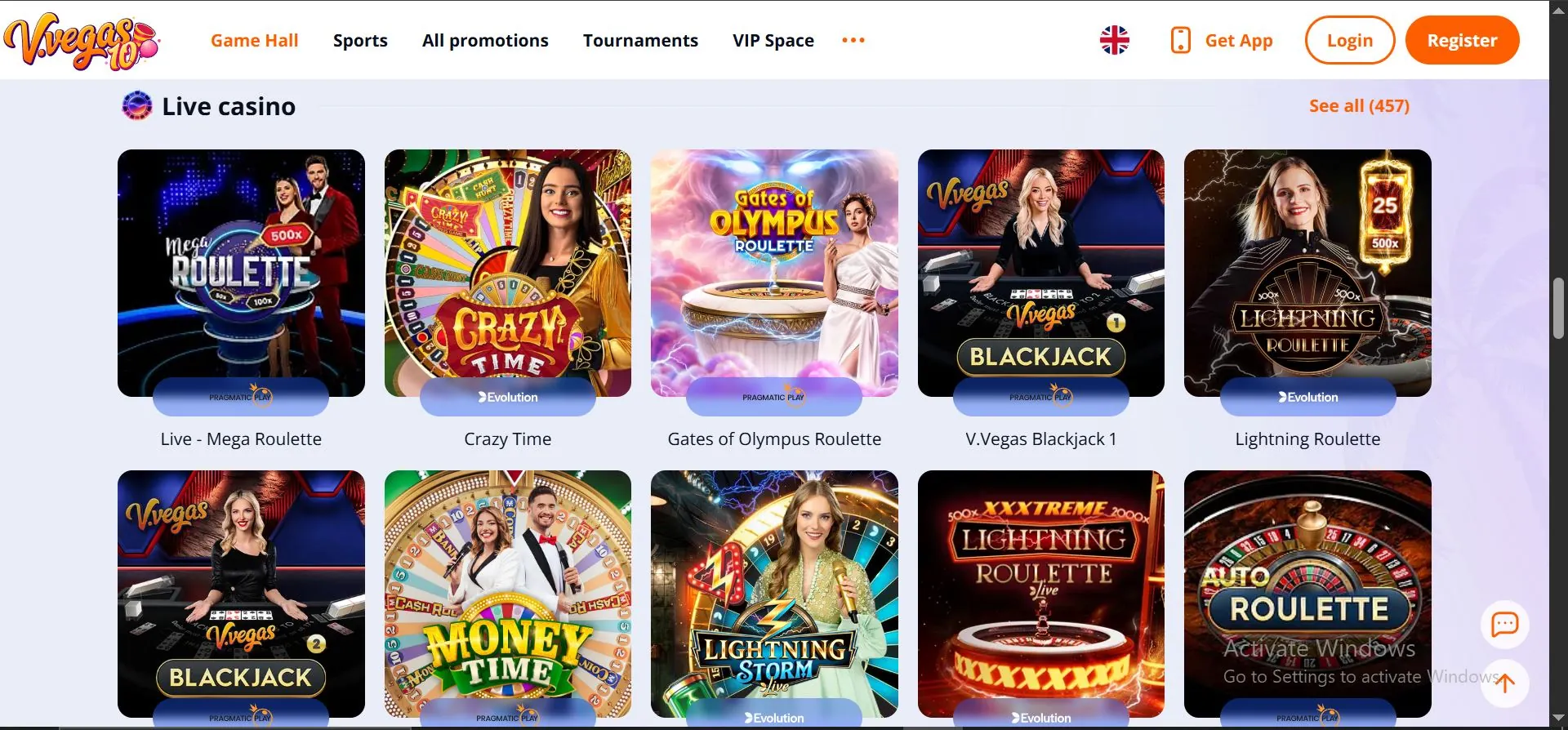 v.vegas casino live games