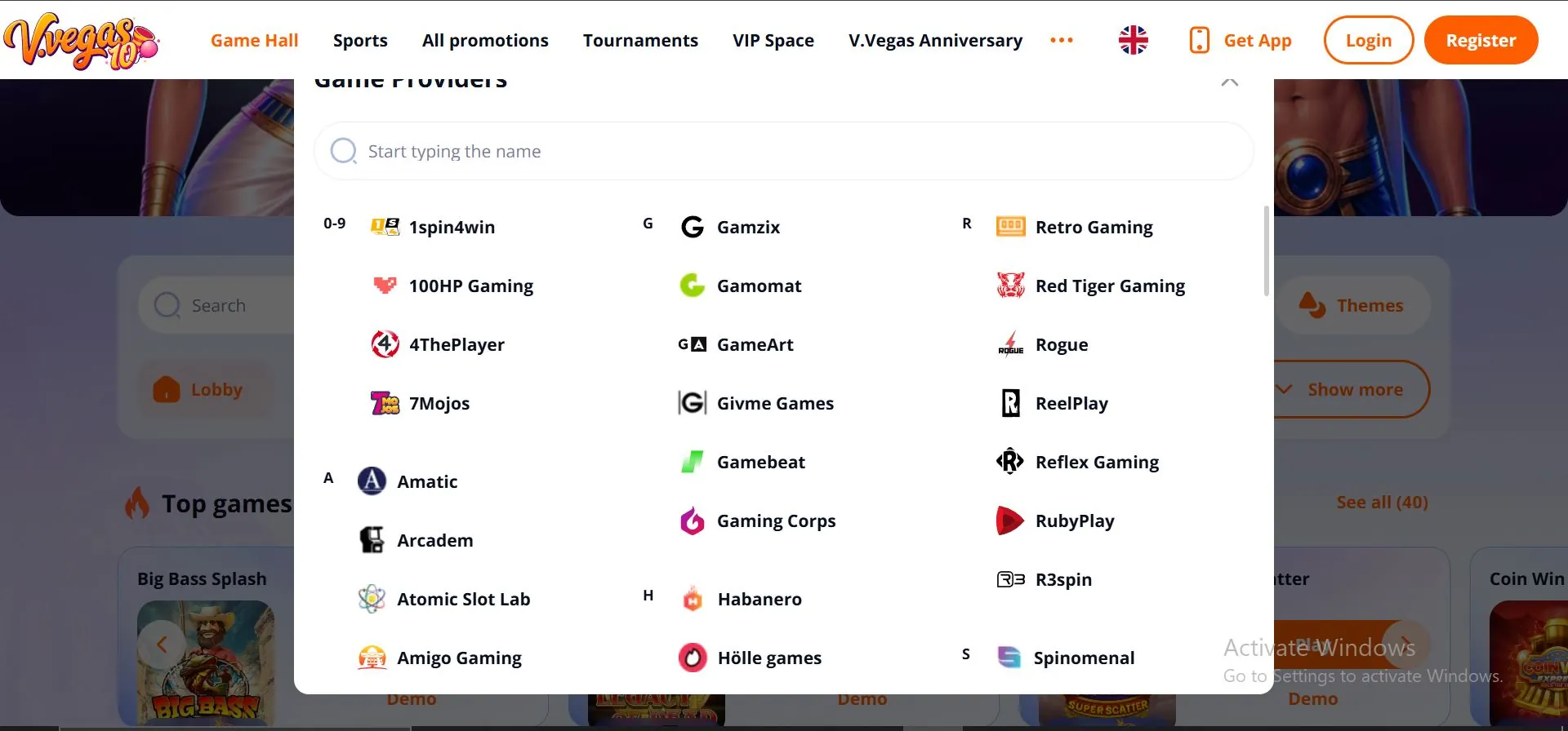 v.vegas providers list