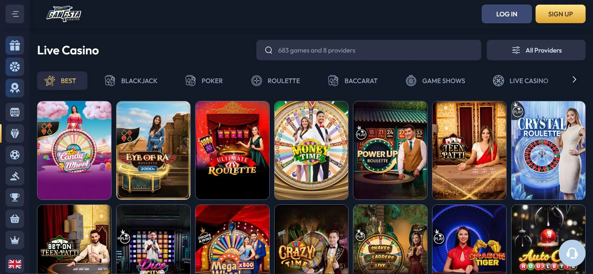 gangsta casino live games