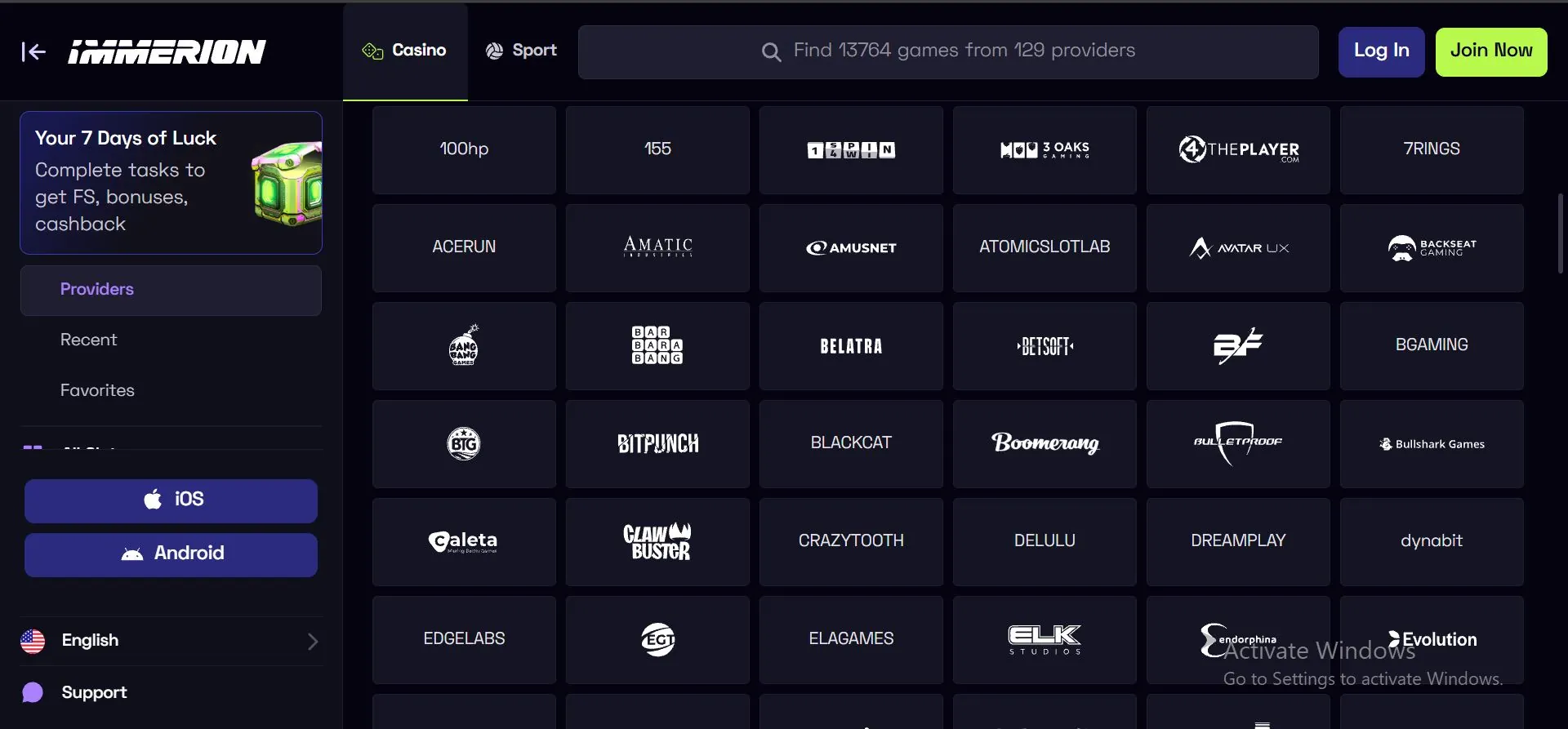immerion casino providers