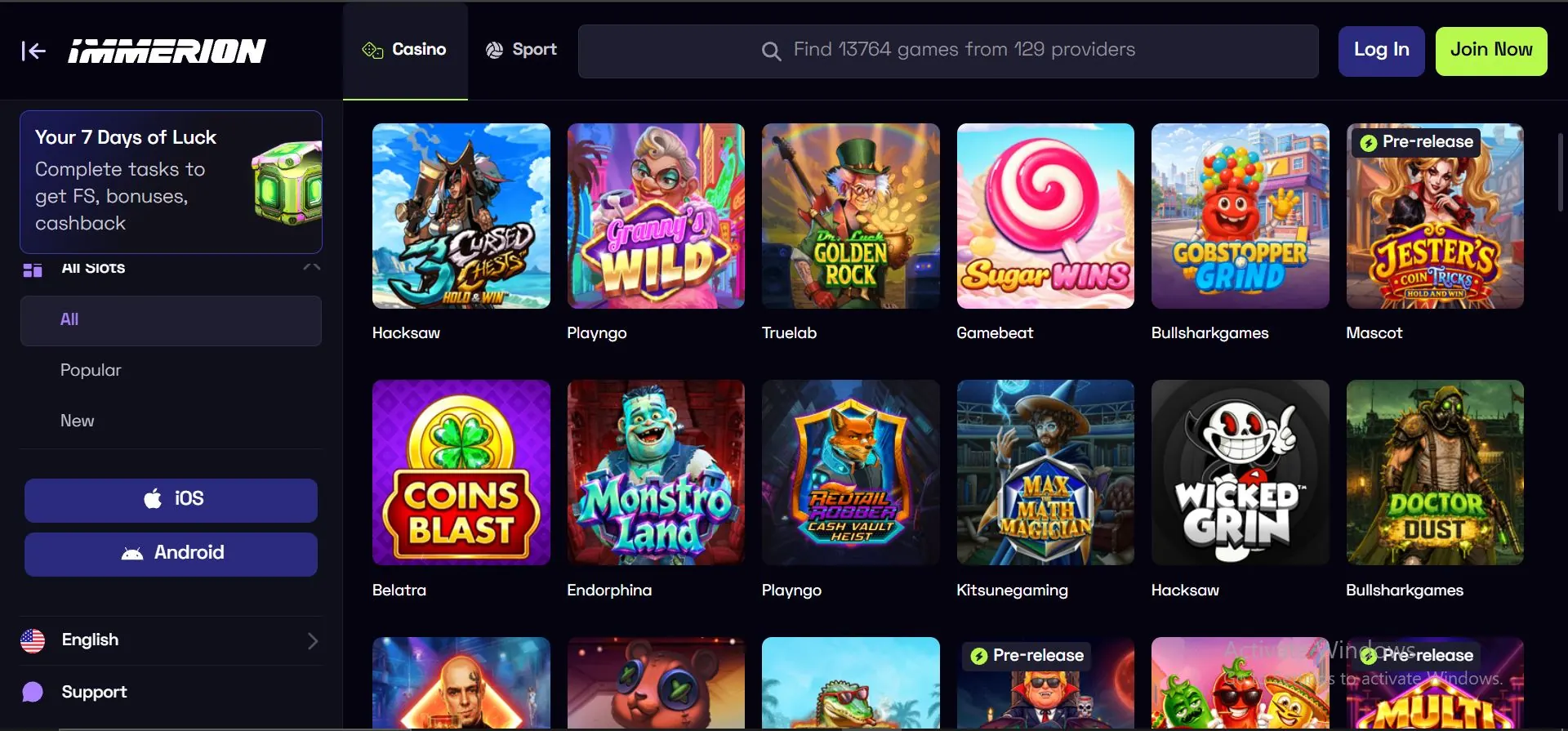 immerion casino slot games