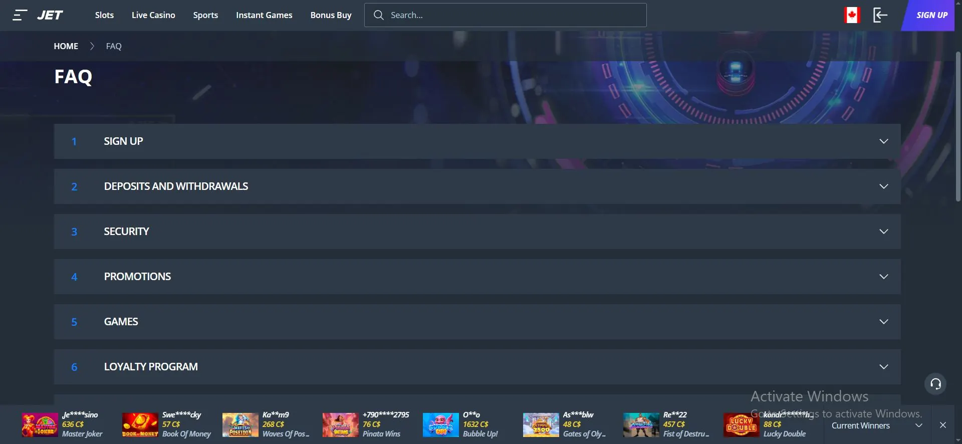 jet casino help centre