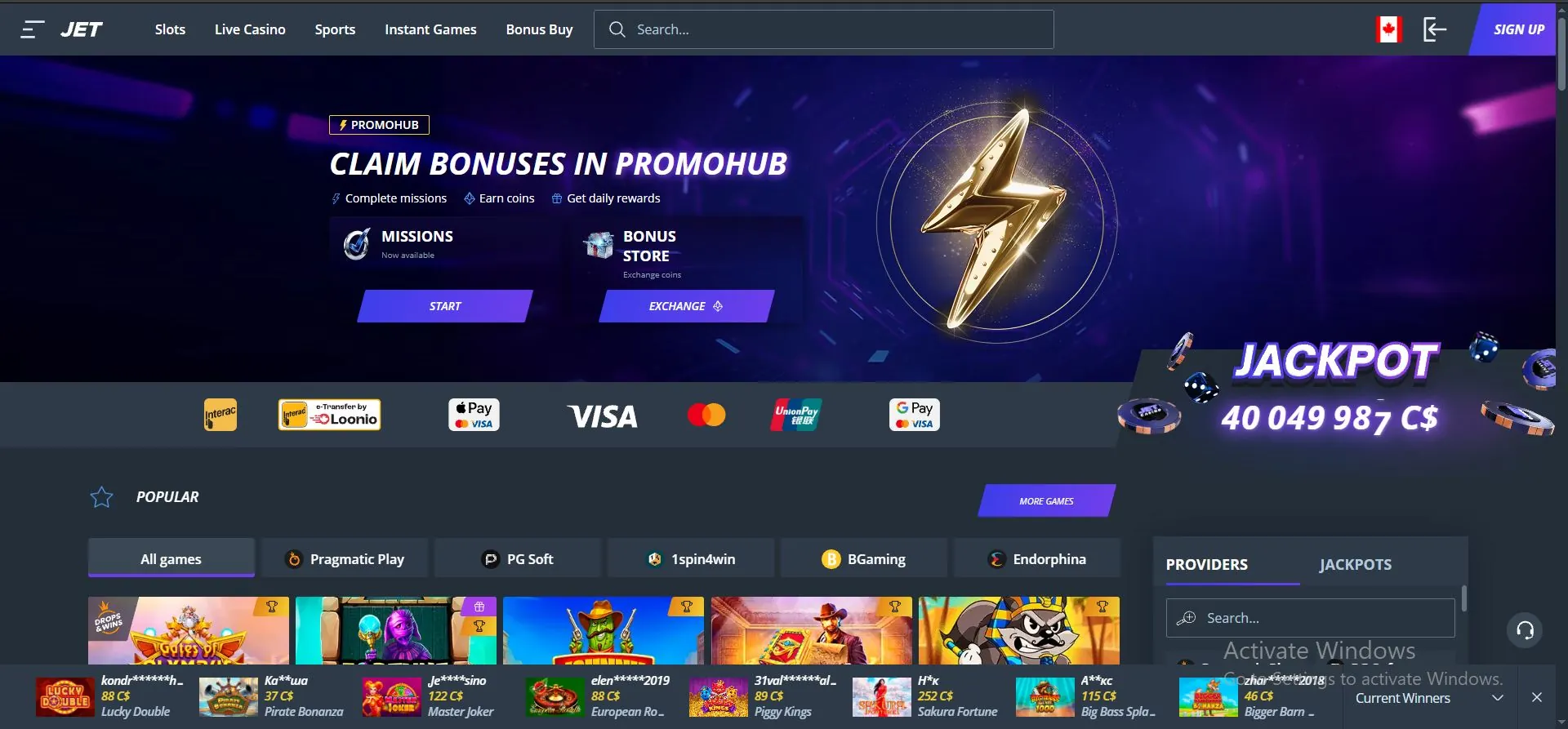 jet casino home page