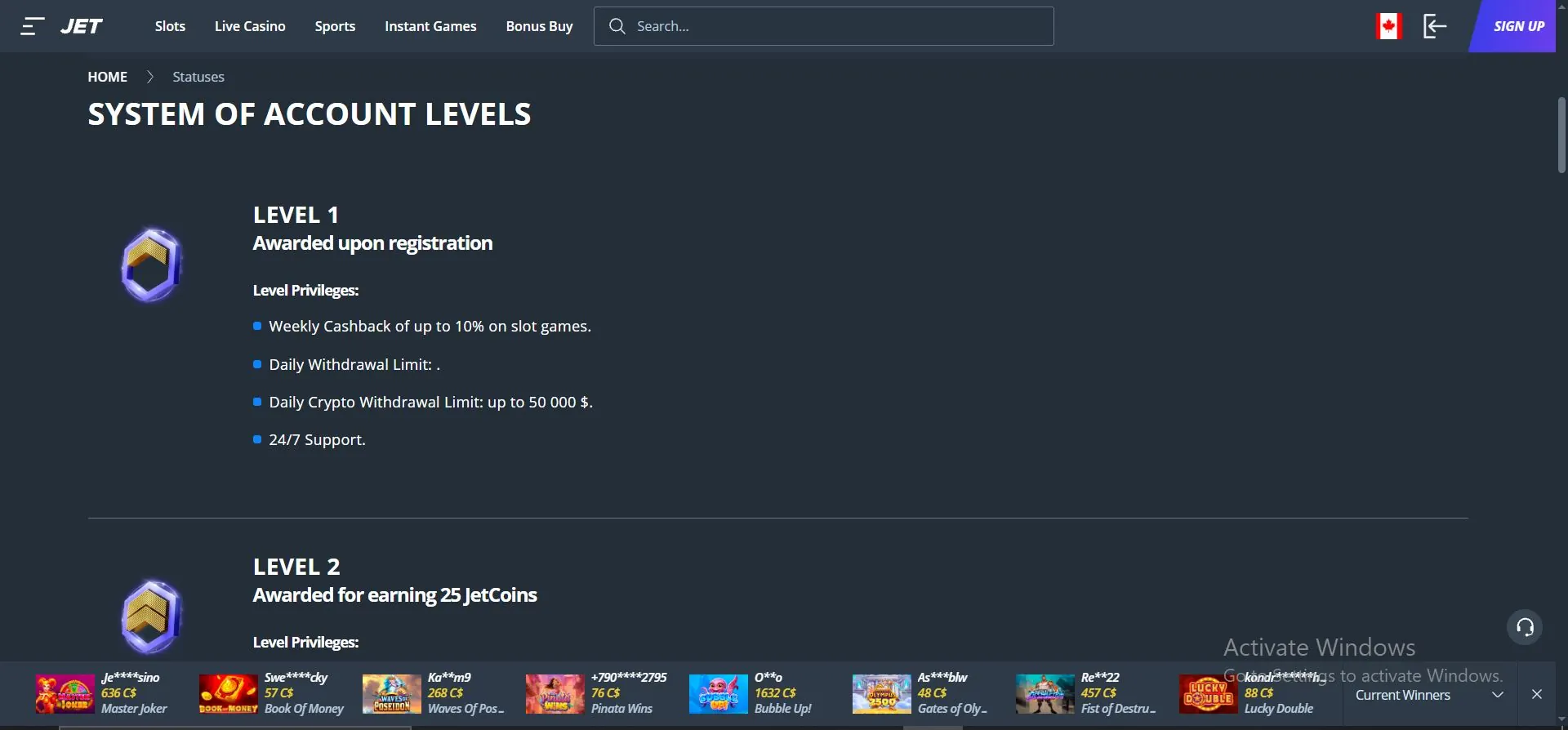 jet casino vip program