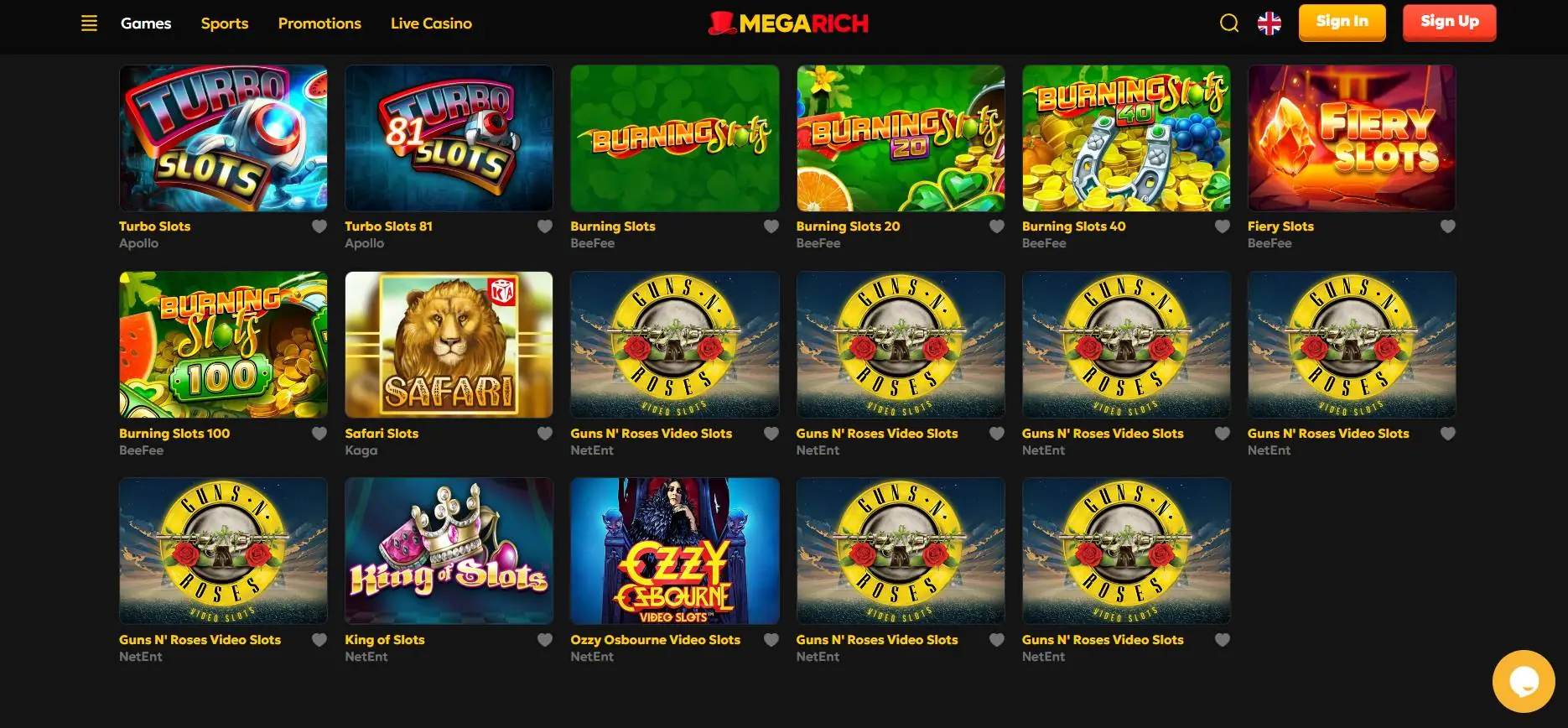 megarich casino slot games
